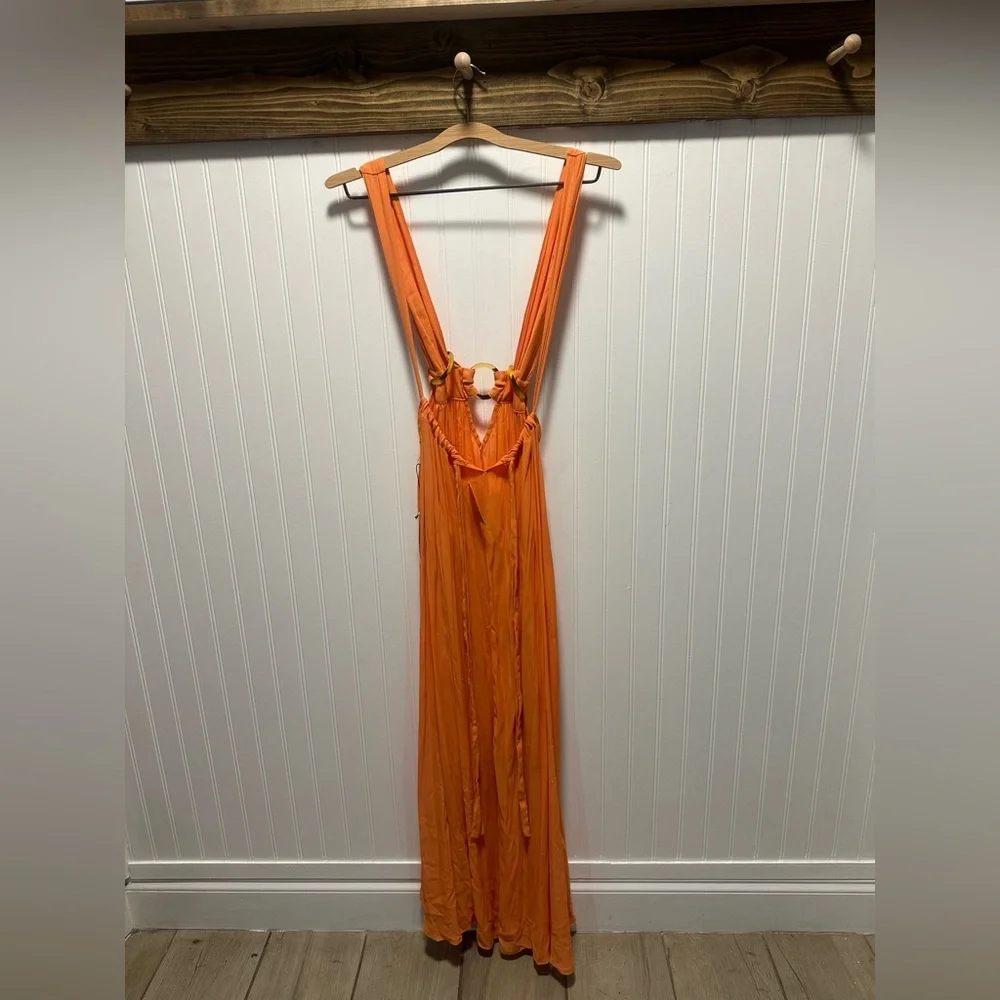 Forever 21 Vibrant Orange Halter Swimsuit Coverup Sz. L - Picture 2 of 5